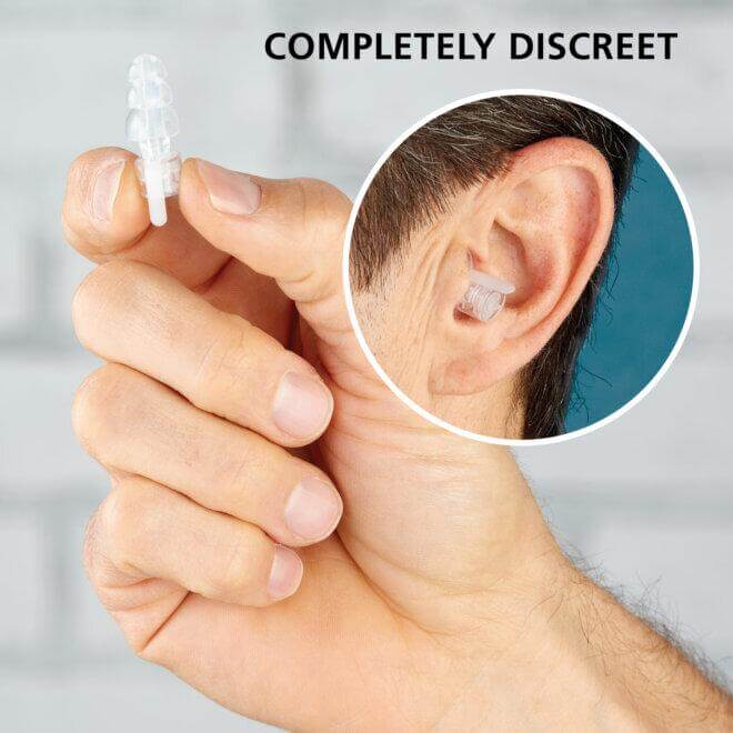 close up of earplug in ear